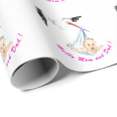 ベビーシャワーギフト包装紙ストーク運ベビー ラッピングペーパー (ロールコーナー)