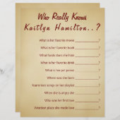 ベビーシャワークイズゲームヴィンテージパーチメント (正面/裏面)