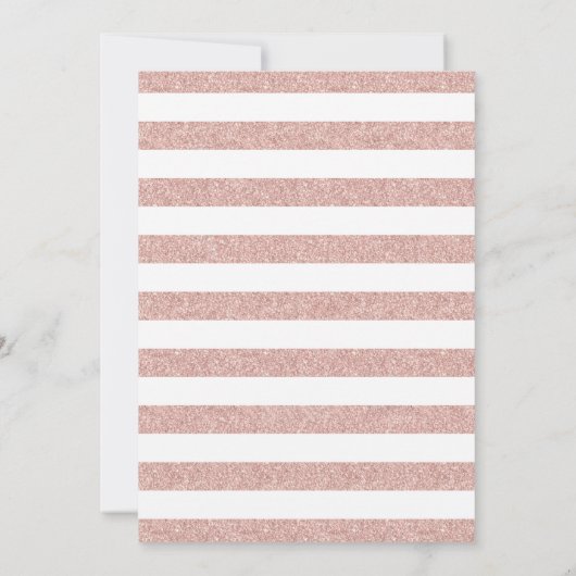 ベビーシャワークラウン金ゴールド&ピンクモダンストライプ色 招待状 (裏面)