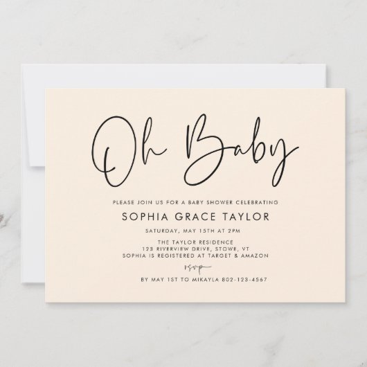 ベビーシャワークリームボモダンホ男女兼用ー 招待状 (正面)