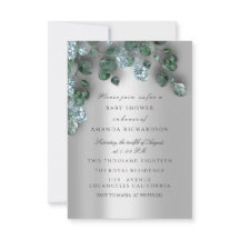 ベビーシャワーグリッターグレーユーカリプトゥスグリーンブルー