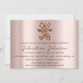 ベビーシャワーグリッターバラスイートベアーボーイガールインバート 招待状 (正面)