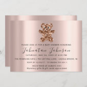 ベビーシャワーグリッターバラスイートベアーボーイガールインバート 招待状 (正面/裏面)