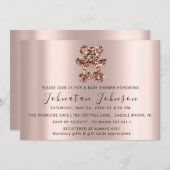 ベビーシャワーグリッターバラスウィートベアーボーイガール 招待状 (正面/裏面)