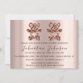 ベビーシャワーグリッターバラツインズベアーボーイガール 招待状 (正面)