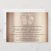 ベビーシャワーグリッターバラ足ワールドボーイガール 招待状 (正面)