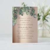 ベビーシャワーグリッター足バラウッドランド金ゴールド 招待状 (スタンド正面)