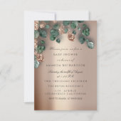 ベビーシャワーグリッター足バラグリッターユーカリ 招待状 (正面)