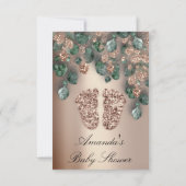 ベビーシャワーグリッター足バラグリッターユーカリ 招待状 (裏面)