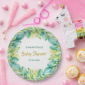 ベビーシャワーグリーナリーユーカリ葉オリーブ ペーパープレート (パーティー)