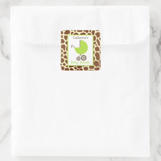 ベビーシャワーグリーンキャリッジ&キリンプリント スクエアシール (バッグ)