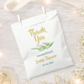 ベビーシャワーグリーンリーオリーブブランチエレガント フェイバーバッグ (クリップ留めされた状態)