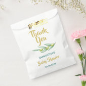 ベビーシャワーグリーンリーオリーブブランチエレガント フェイバーバッグ (封をした状態)