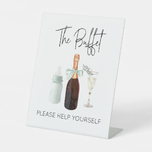 ベビーシャワーグリーンsipのフードビュッフェサイン&参照 台座サイン