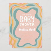 ベビーシャワーグルーヴィパステルカーブカスタム 招待状 (正面/裏面)