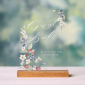 ベビーシャワーゲストブックワイルドベリー&フラワーズ アクリルサイン (ニュートラル)