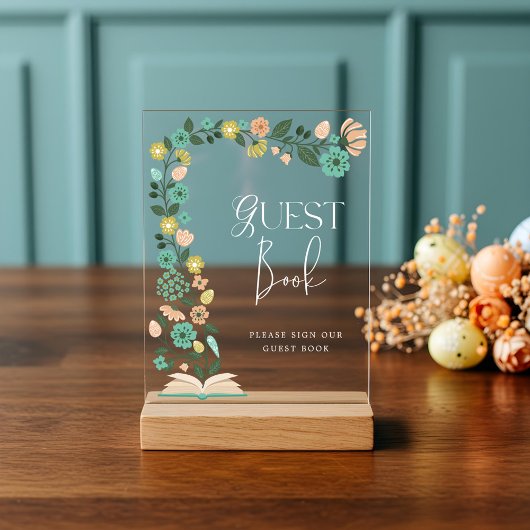 ベビーシャワーゲストブック春フローライースター アクリルサイン
