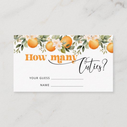 ベビーシャワーゲームかわいこちゃんの数を推測する エンクロージャーカード (正面)
