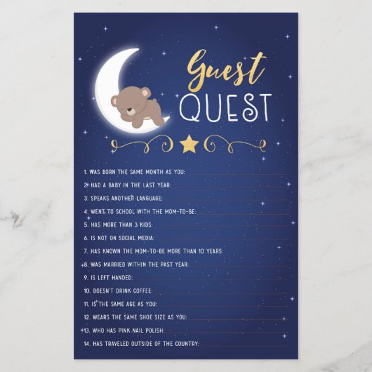 ベビーシャワーゲームのゲストクエストを見つける，ベビービンゴ (裏面)