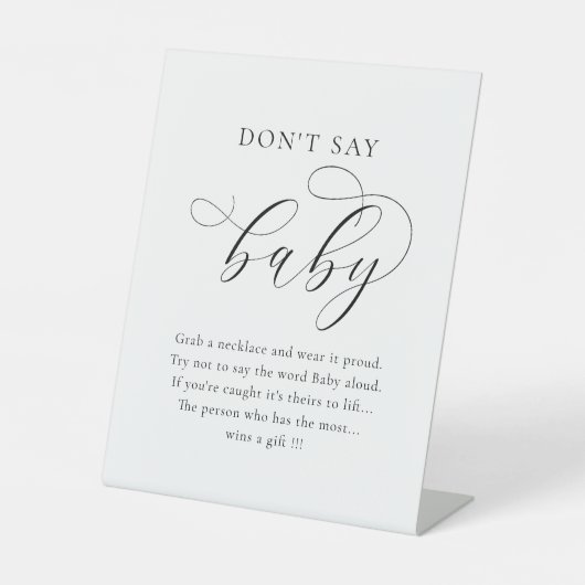 ベビーシャワーゲームのミニマリストとはシンプル言わない 台座サイン (正面)