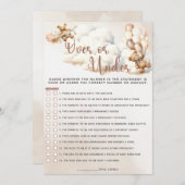 ベビーシャワーゲームの上または下かわいいクマのバルーン 招待状 (正面/裏面)