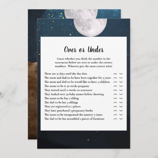 ベビーシャワーゲームの上または下 招待状 (正面/裏面)