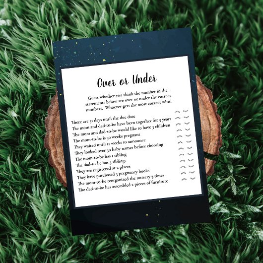 ベビーシャワーゲームの上または下 招待状