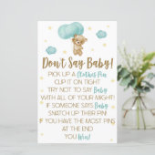 ベビーシャワーゲームを言わないテディベアーブルーバルーン (スタンド正面)