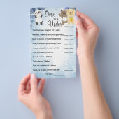 ベビーシャワーゲームカードの上または下にテディベア チラシ (ハンドル)