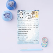 ベビーシャワーゲームカードの上または下にテディベア チラシ (シングル)