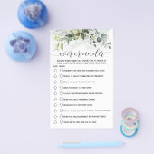 ベビーシャワーゲームカードの上または下の緑 チラシ (シングル)