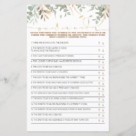 ベビーシャワーゲームカードの上または下