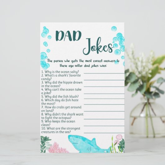 ベビーシャワーゲームカードパパジョーク 便箋 (スタンド正面)