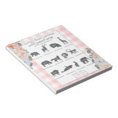 ベビーシャワーゲームサンゴバラギンガム ノートパッド (アングル)