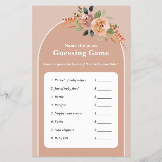 ベビーシャワーゲームシート推定価格、こんにちはベビー チラシ (正面)