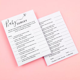 ベビーシャワーゲームトリビア調査カード 招待状