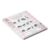 ベビーシャワーゲームピンクローゼジンガム ノートパッド (アングル)