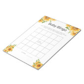 ベビーシャワーゲームベビービンゴイエローサンフラワー ノートパッド (アングル)