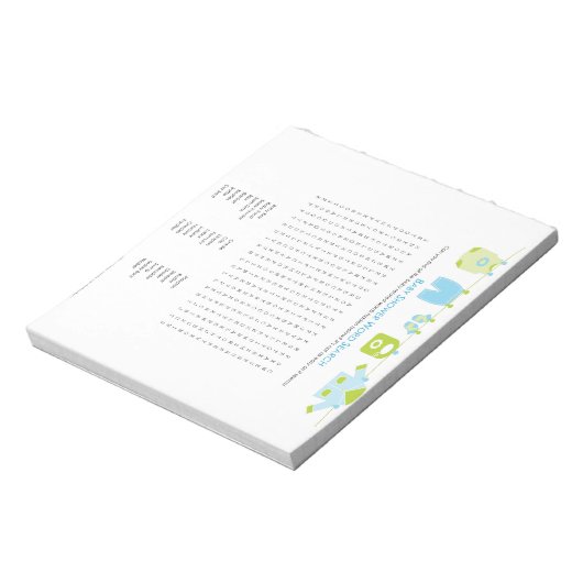 ベビーシャワーゲーム単語検索メモ帳（青） ノートパッド (回転)