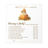 ベビーシャワーゲーム推測誰ベビーガールカボチャ ノートパッド (正面)