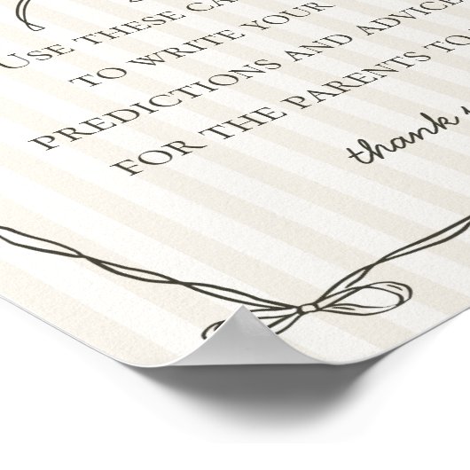 ベビーシャワーゲーム用ブラックコケット弓アドバイス ポスター (角)