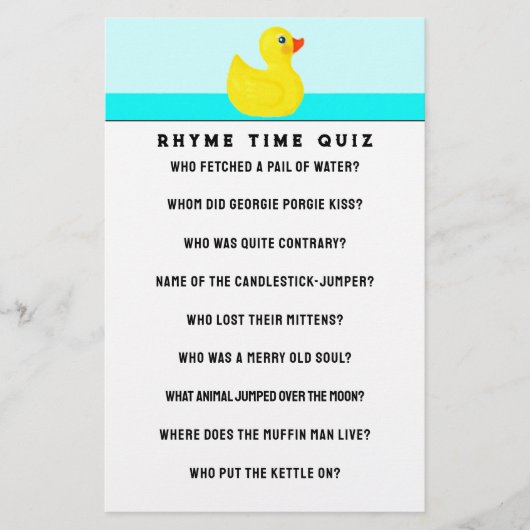 ベビーシャワーゲーム用文房具 便箋 (正面)