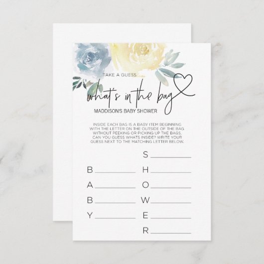 ベビーシャワーゲーム男の赤ちゃんシャワーでカード エンクロージャーカード (正面/裏面)