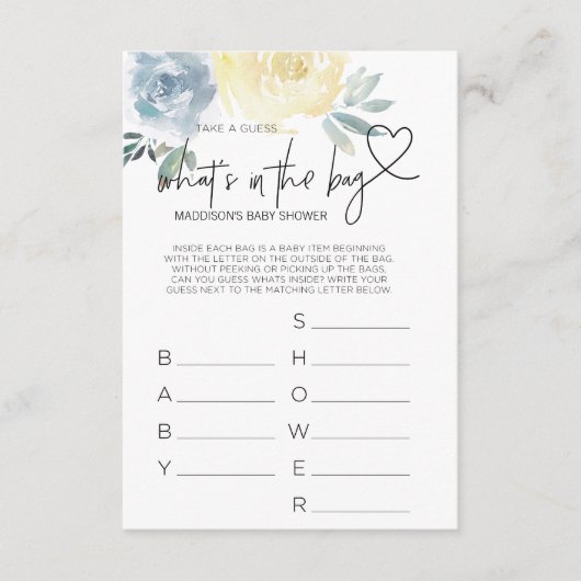 ベビーシャワーゲーム男の赤ちゃんシャワーでカード エンクロージャーカード (正面)