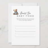 ベビーシャワーゲーム男の赤ちゃんベビー食品を推測 招待状 (正面)