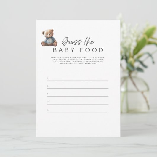 ベビーシャワーゲーム男の赤ちゃんベビー食品を推測 招待状 (スタンド正面)