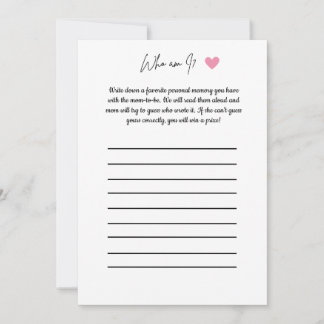 ベビーシャワーゲーム - 私は誰？ 招待状