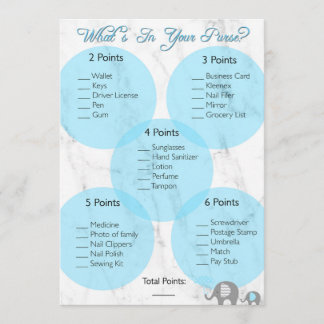 ベビーシャワーゲーム「財布の中に何が？」 招待状