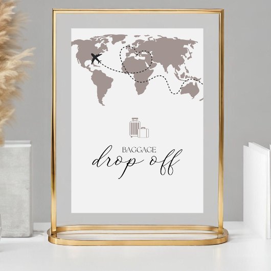 ベビーシャワーコート預かりテーブルの標識から手荷物を落とす 台座サイン