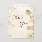 ベビーシャワーゴールデンユーカリモダングリッター サンキューカード (正面/裏面)